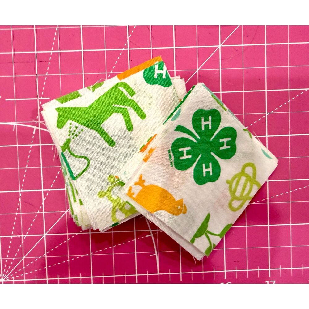 Mini Charm, 2.5x2.5in, 42 pk, 4-H Icon Cotton Fabric for Sewing and Quilting